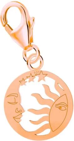 Goldene Hufeisen Charm-Einhänger Charm Anhänger Gold Sonne 925 24k Gelbgold Vergoldet Sterne (inkl. Etui), Charm Rosegold für Damen