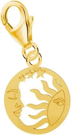 Goldene Hufeisen Charm-Einhänger Charm Anhänger Gold Sonne 925 24k Gelbgold Vergoldet Sterne (inkl. Etui), Charm Gold für Damen