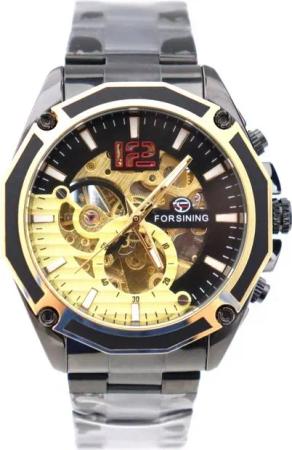 Rötting Design Automatikuhr Herrenuhr Automatikuhr Marke Forsining Skelett schwarz goldfarbenes Ziffernblatt und schwarzes Gehäuse, (1-tlg)