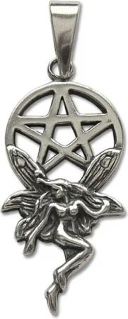 HOPLO Kettenanhänger Elfe mit Pentagramm Schmuck Anhänger 925er Silber Pentagramm 34x16mm