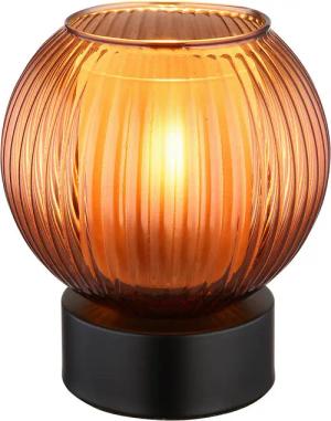 GLOBO Tischleuchte schwarz bronze Metall Glas H/D: ca. 17x15 cm E27 1 Brennstellen