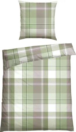 Bettwäscheset zweiteilig Renforcé grün kariert - SCHIESSER Home 135*200