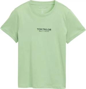 TOM TAILOR Damen T-Shirt mit Logo-Stickerei, grün, Uni, Gr. XXL