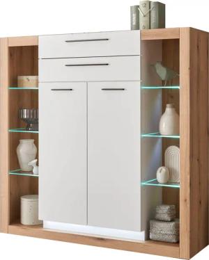 INOSIGN Highboard "Brixen, moderne Kommode, Stauraumelement in Eiche Evoke Dekor", Metallgriffe, ausreichend Stauraum, vielseitig einsetzbar