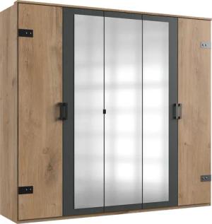 Wimex Kleiderschrank "Stockholm, rustikale Optik im Industrial Design, Made in Germany", mit Spiegel, 225x58x210 cm, Made in Germany