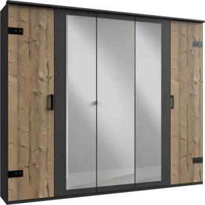 Wimex Kleiderschrank "Stockholm, rustikale Optik im Industrial Design, Made in Germany", mit Spiegel, 225x58x210 cm, Made in Germany
