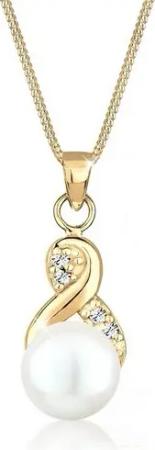 Elli Perlenkette Infinity Kristalle Süßwasserzuchtperle 925 Sterling Silber