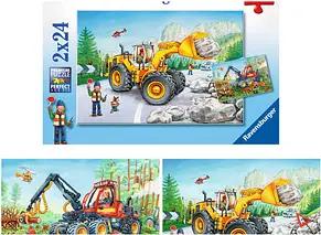 Ravensburger Bagger und Waldtraktor Puzzle, 2 x 24 Teile