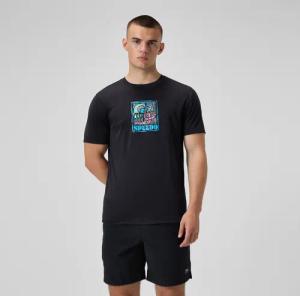 Kurzärmeliges Badeshirt mit Grafik Schwarz