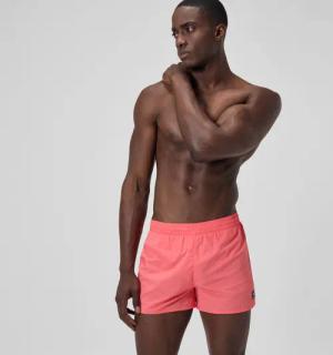 Einfarbige Retro-Badeshorts 33 cm Koralle für Herren