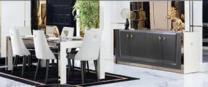JVmoebel Esszimmer-Set Esszimmer Garnitur Tisch 6x Stuhl Kommode Spiegel Italienischer Stil, Made in Europa