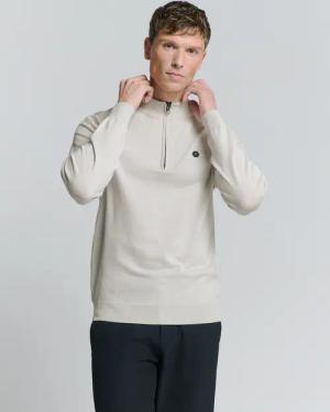 NO EXCESS Rundhalspullover "No Excess Sweatshirt mit halbem Reißverschluss"