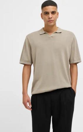 Jack & Jones Kurzarmpullover "JJELEO KNIT POLO SS LN", mit Polo Kragen