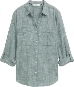 TOM TAILOR Damen Bluse mit Brusttaschen, grün, Uni, Gr. 40
