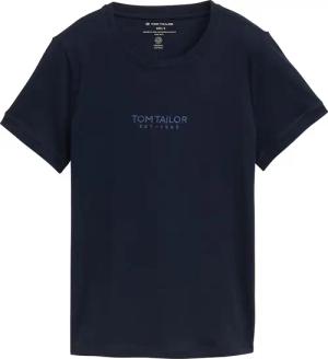 TOM TAILOR Damen T-Shirt mit Logo-Stickerei, blau, Uni, Gr. S