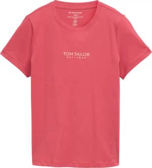 TOM TAILOR Damen T-Shirt mit Logo-Stickerei, rot, Uni, Gr. XL