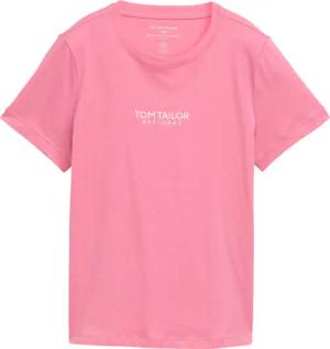 TOM TAILOR Damen T-Shirt mit Logo-Stickerei, rosa, Uni, Gr. XXL