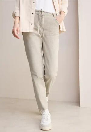 Cecil Damen Gestreifte Casual Fit Jeans in Beige, Gr: 29