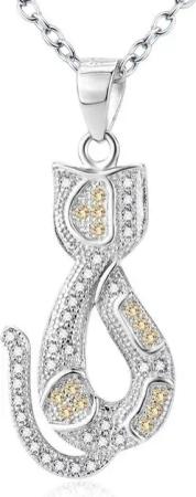 Schmuck-Elfe Kette mit Anhänger Katze gefleckt, 925 Sterling Silber