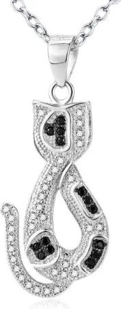 Schmuck-Elfe Kette mit Anhänger Katze gefleckt dunkel, 925 Sterling Silber