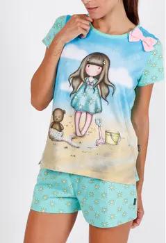Admas Pyjamas/ Nachthemden Pyjama-Shorts T-Shirt Hello Summer Santoro blau