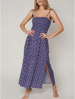 Admas Kleider Sommer langes Kleid Navy Kaschmir