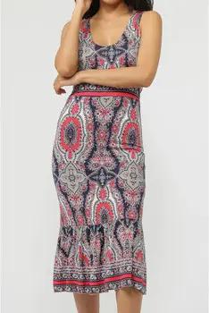 Admas  Kleider Blau Paisley Sommer langes Kleid
