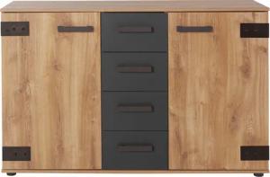 Wimex Kombikommode "Malmö, Schrank mit 2 Türen und 4 Schubladen, Made in Germany", im rusikaler look, Industrial Design, 130x41x83cm