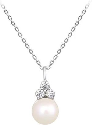 ALEXANDER YORK Kette mit Anhänger SÜSSWASSERPERLE und ZIRKONIA, 2-tlg., 925 Sterling Silber