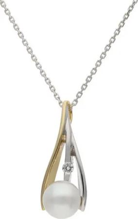 JuwelmaLux Kettenanhänger JuwelmaLux Bicolor Anhänger 585 mit Perle und Diamant JL10-02-3568 (1-tlg), Schmuckanhänger