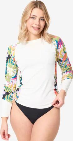 UV-Shirt langarm Surfen Damen UV-Schutz 50+ Kanika weiß/geblümt