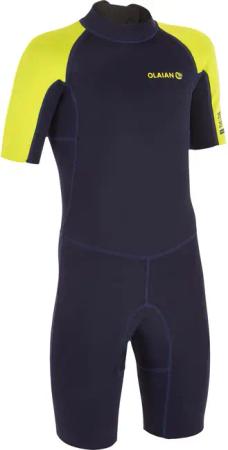 Neoprenanzug Shorty Surfen Kinder 100 1.5mm blau/gelb