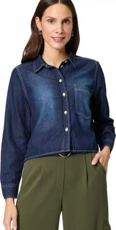 Zero Jeansbluse "zero Jeansbluse mit Knopfleiste"