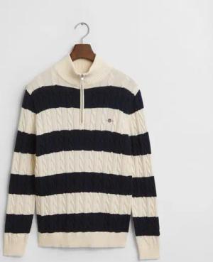 Gant Strickpullover Gestreifter Zopfstrick-Troyer - Regular Fit