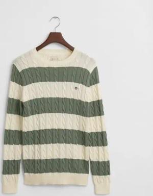 Gant Strickpullover Gestreifter Zopfstrick-Pullover - Regular Fit