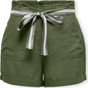 Only  Shorts Luna Linen Shorts - Olive Green