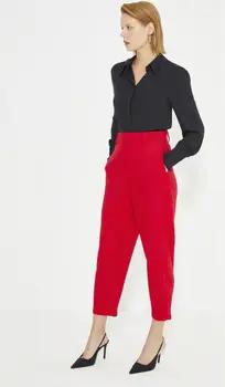 Just Like You Hosen Rote Damenhose mit hoher Taille und gerader Passform
