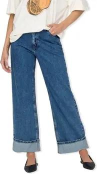 Only Straight Leg Jeans Hope Wide Jeans - Medium Blue Denim