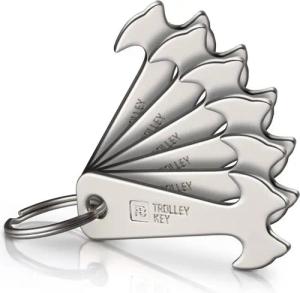 FABACH Schlüsselanhänger Trolley Key Silber Einkaufswagenlöser - Einkaufswagenchip Einkaufschip (6-tlg)