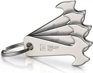 FABACH Schlüsselanhänger Trolley Key Silber Einkaufswagenlöser - Einkaufswagenchip Einkaufschip (4-tlg)