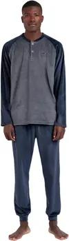 Admas Pyjamas/ Nachthemden Pyjama Samt Outfit Hose Top Langarm Basic Stripes