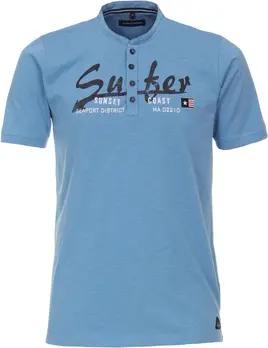 Casa Moda T-Shirt T-Shirt Kurzarm-Henley-Shirt mit Print und Stickerei