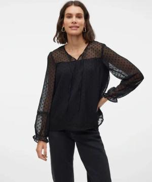 Vero Moda Langarmbluse "VMLEAH LS LACE TOP WVN GA NOOS"