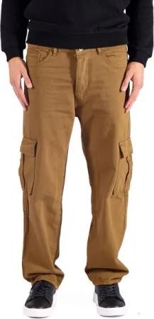 Denim House Cargojeans Herren Baggy Cargo Freizeithose Braun W36/L32
