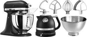 KitchenAid Küchenmaschine "5KSM175PSEBK GUSSEISEN SCHWARZ", Gratis Wasserkocher, 2. Schüssel, Flexirührer (Wert ca. 347,-UVP)