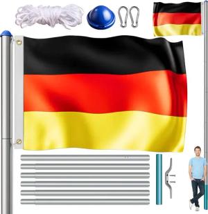 Fahnenmast Alu 650cm mit Deutschland-Flagge