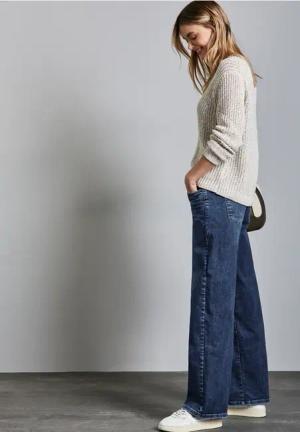 Street One Frauen Wide Leg Jeans in Blau, Gr: 33