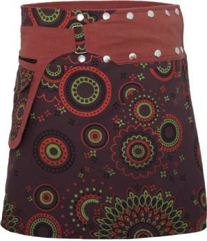 PUREWONDER Wickelrock Damen Rock mit Muster und Tasche sk112 Baumwolle Einheitsgröße