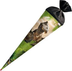 Roth Schultüte Tyrannosaurus, 70 cm, rund, mit schwarzem Filzverschluss, Rot(h)-Spitze