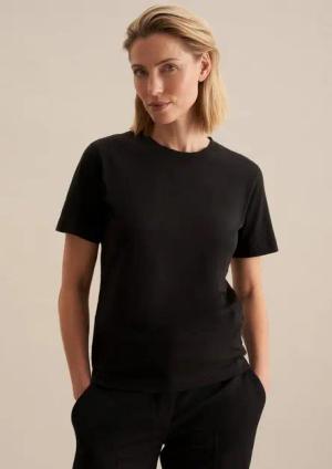 seidensticker T-Shirt Schwarze Rose Kurzarm Rundhals Uni